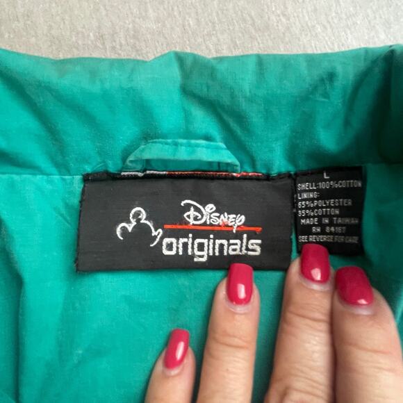 Vintage Disney Originals Jacket Embroidered Mickey Mouse Blue Green L Vented - Picture 6 of 10